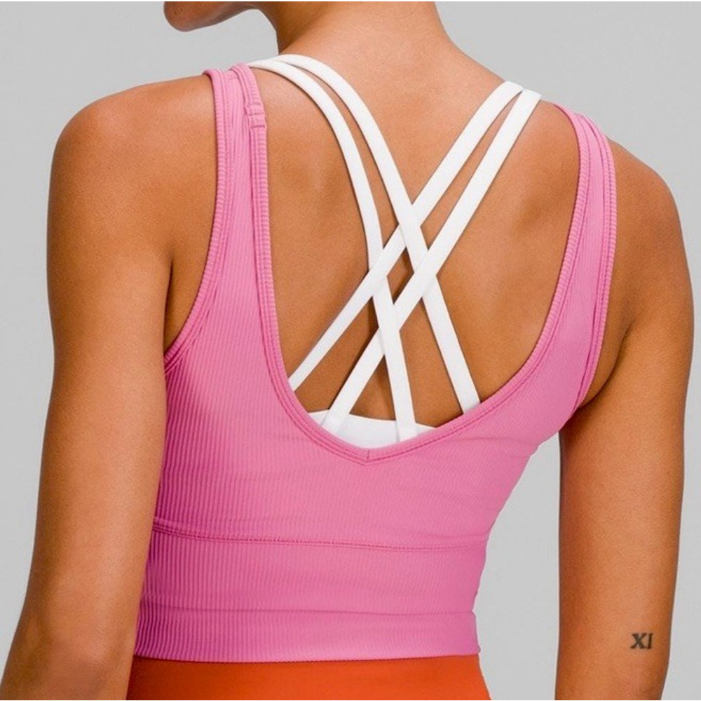 LULULEMON POWER PIVOT TANK TOP RIB PINK SIZE 2 PTP 11.5” - Picture 6 of 6
